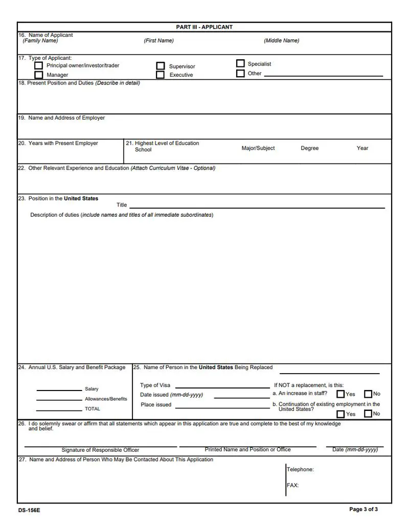 Amerika DS-156E Formu Görseli 3