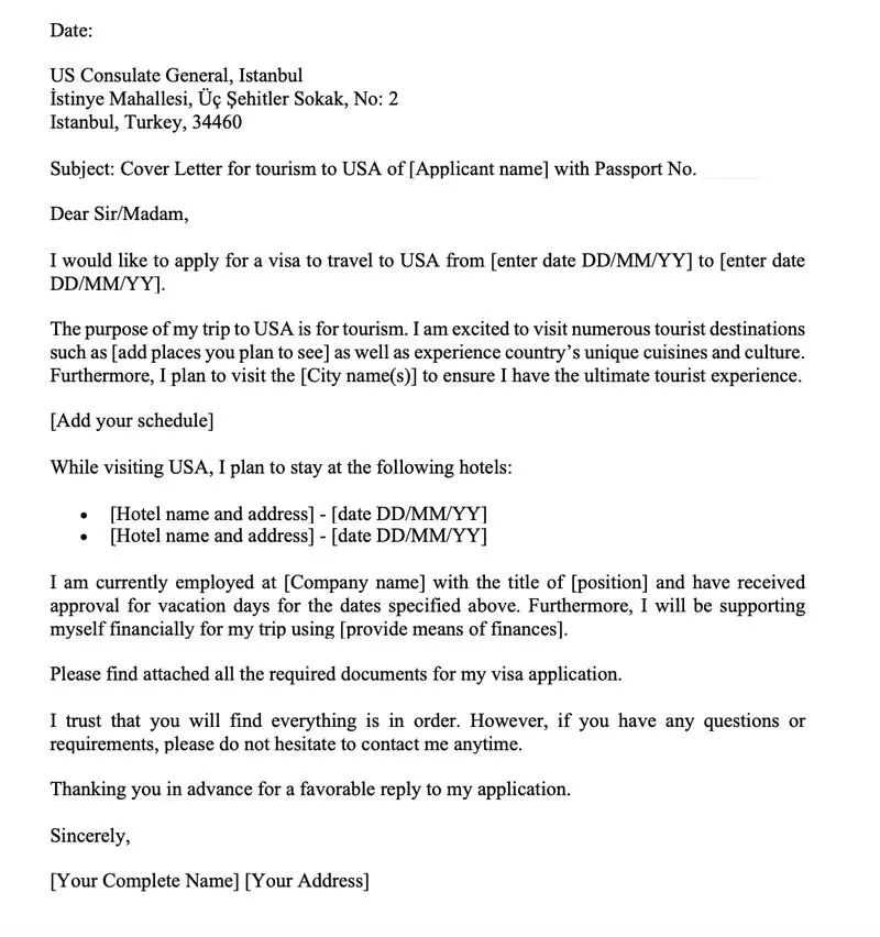 Amerika Vize Talep Dilekçesi Örneği