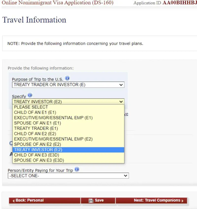 DS-160 Formunun E2 Vizesi için Doldurulması