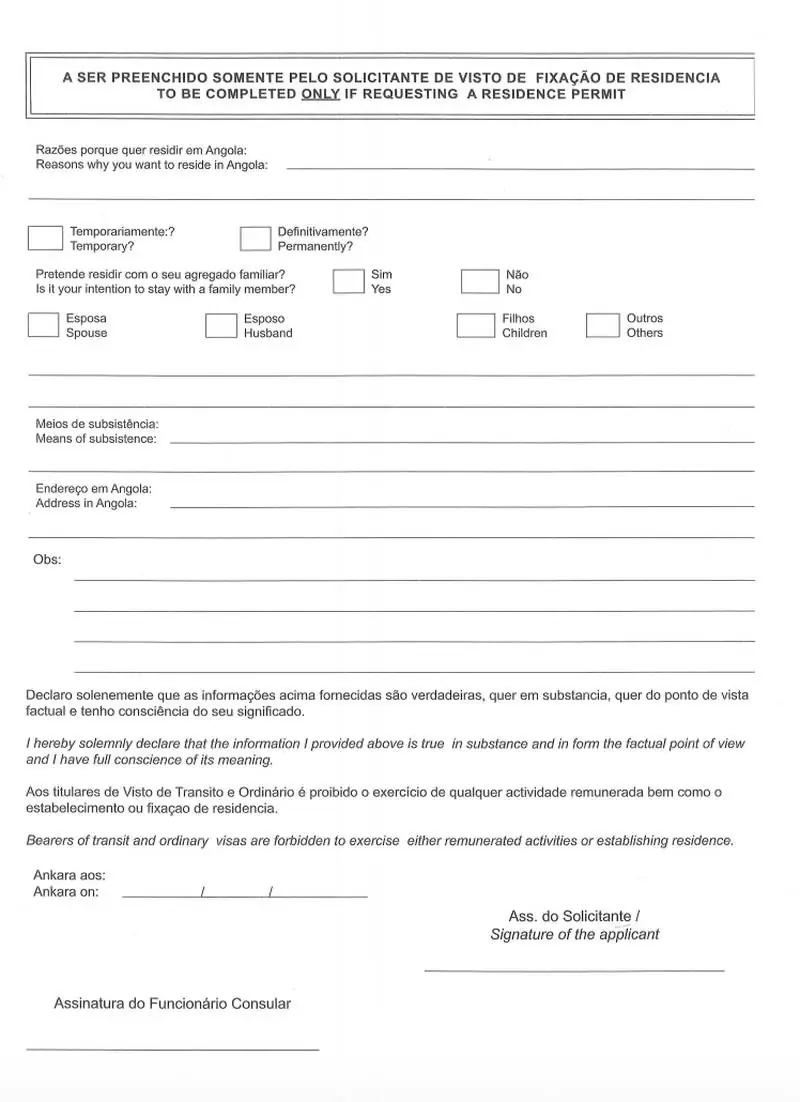 Angola Vize Başvuru Formu Görseli 2