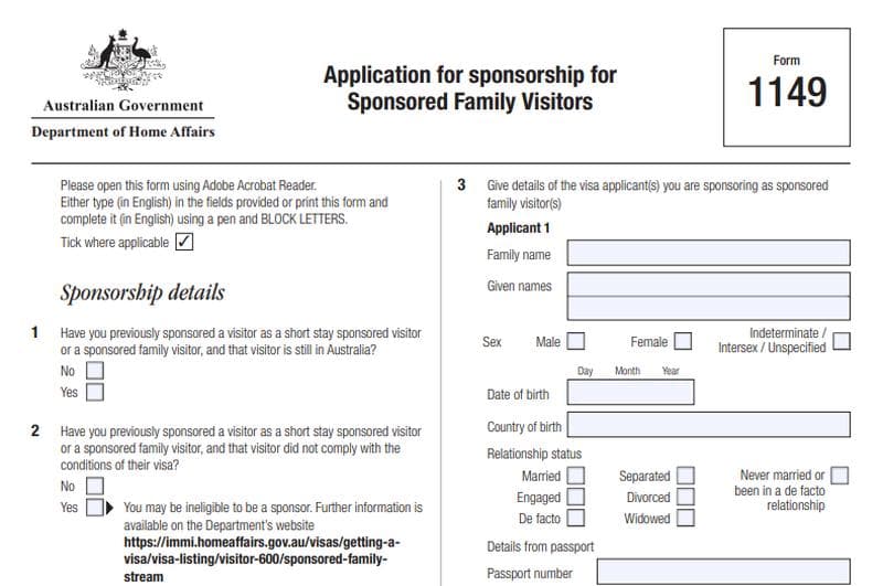 Avustralya Aile Ziyareti Vizesi Sponsorluk Formu Nedir?