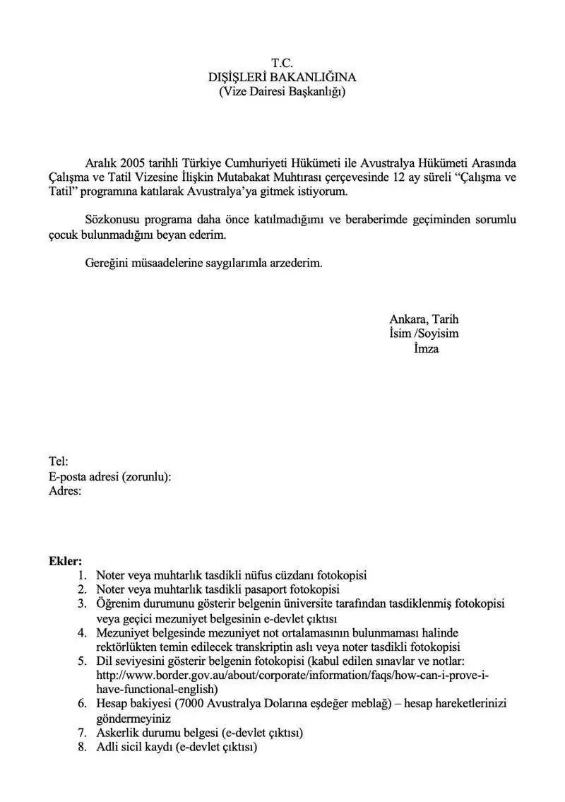 Dışişleri Bakanlığı Avustralya Work and Holiday Destek Mektubu Nasıl Alınır?