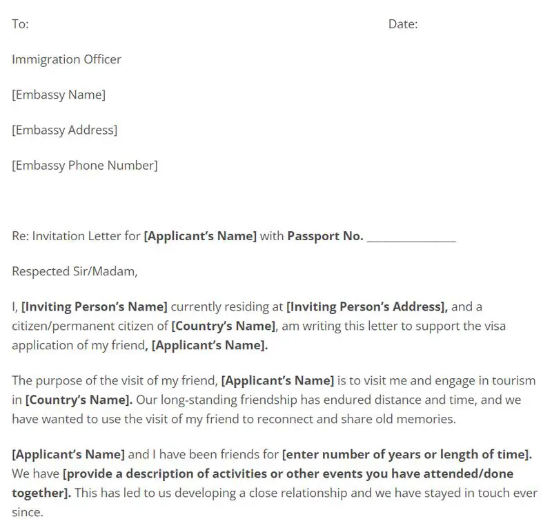 Avusturya Aile Ziyareti Vizesi Davet Mektubu Örneği #1