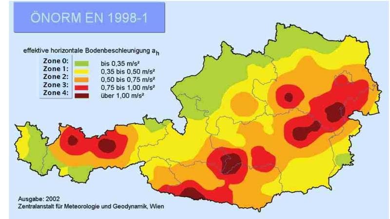 Avusturya Deprem Bölgeleri Haritası