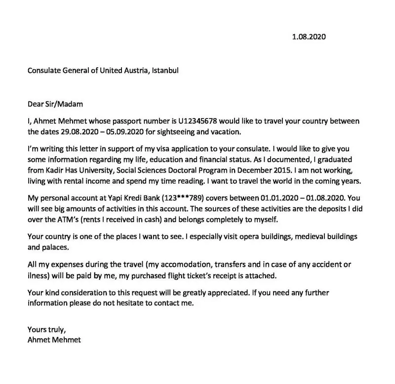 Avusturya Turistik Vize Talep Dilekçesi Nasıl Yazılır?
