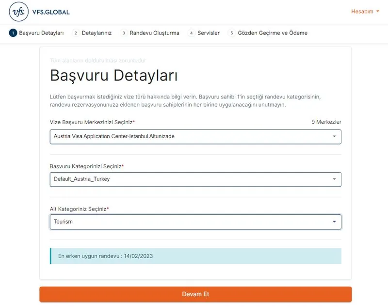 VFS Global Üzerinden Avusturya Vize Randevusu Alma Süreci 1