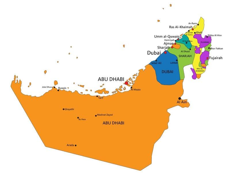 Birleşik Arap Emirlikleri Siyasi Haritası Nasıldır?