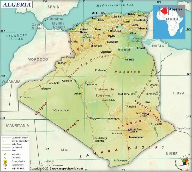 Cezayir Fiziki Haritası Nasıldır?