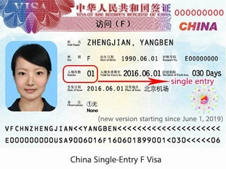 Tek Girişli Çin Vizesi Görseli