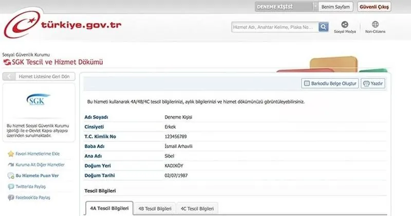 Danimarka Vizesi için SGK Hizmet Dökümü