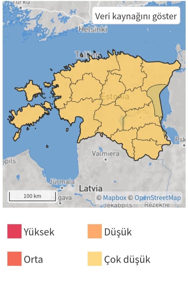 Estonya Deprem Haritası