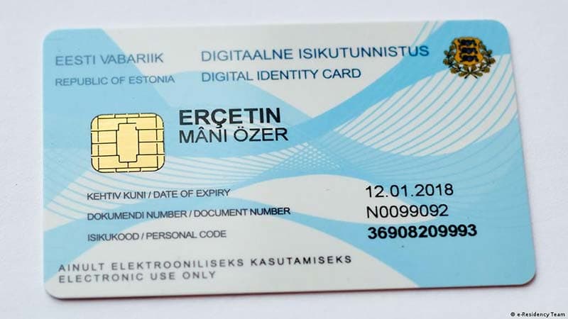 Estonya E-Residency Kartı Örneği