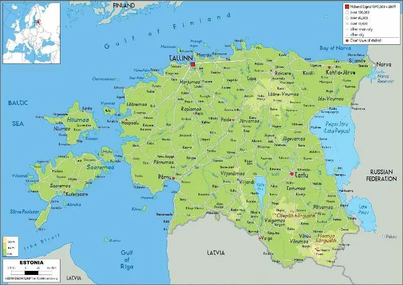 Estonya Fiziki Haritası