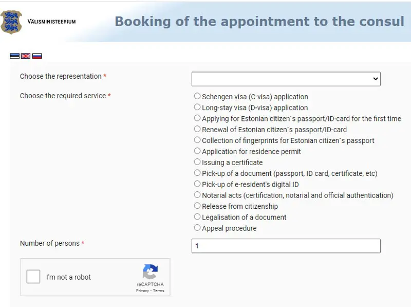 Estonya Konsolosluğu Dijital Göçmen Randevusu