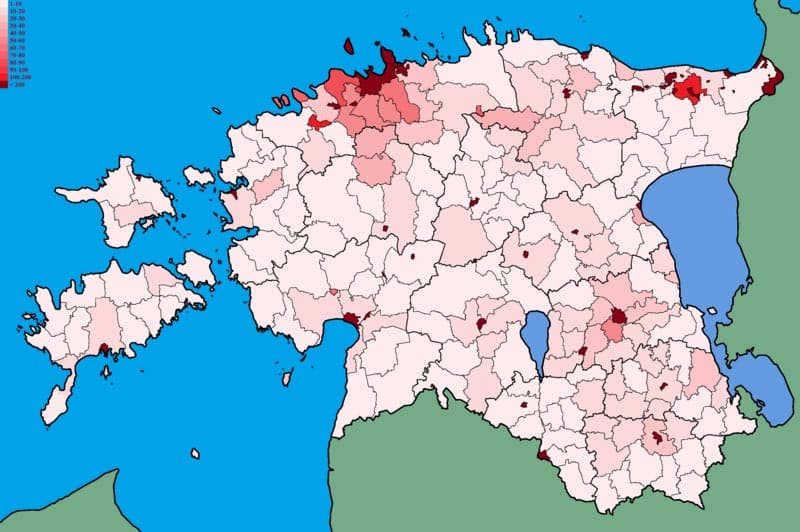 Estonya Nüfus Yoğunluğu Haritası