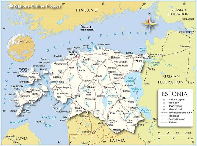 Estonya Şehirleri Haritası