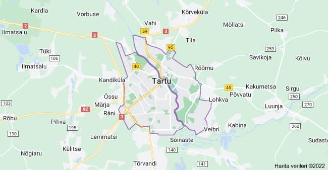 Harita Üzerinde Tartu Şehri - Estonya