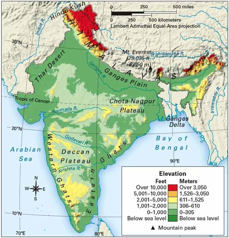 Hindistan'ın Fiziki Haritası Nasıldır?