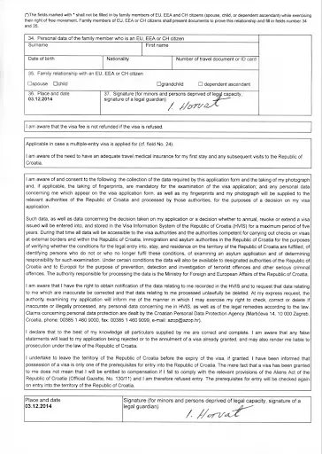 Hırvatistan Başkonsolosluğu Vize Başvuru Formu #3
