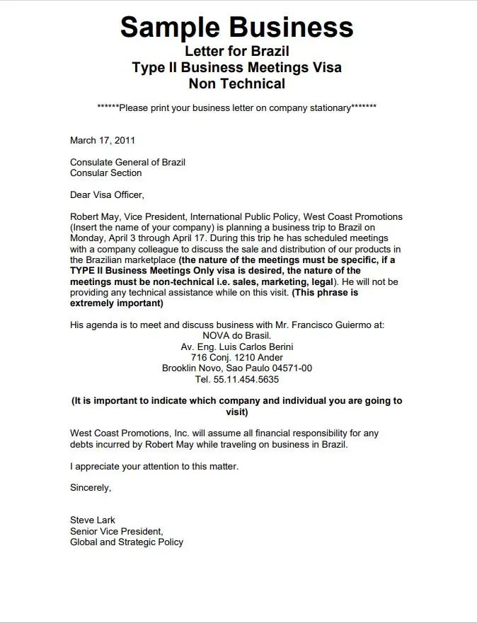 Hırvatistan İş Vizesi İngilizce Dilekçe Örneği