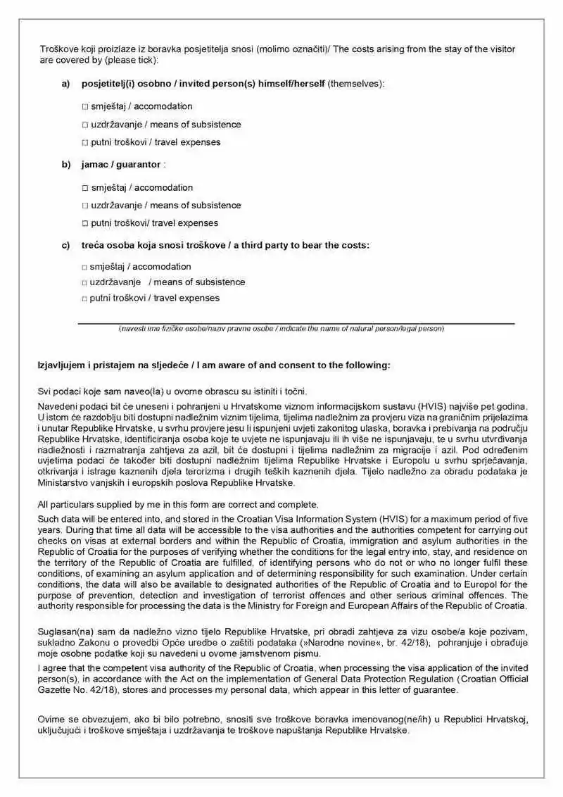Hırvatistan Vize Davet Mektubu Nasıl Olmalıdır 2
