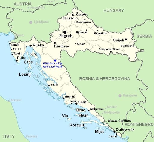 Zagreb’in Hırvatistan Haritasındaki Konumu