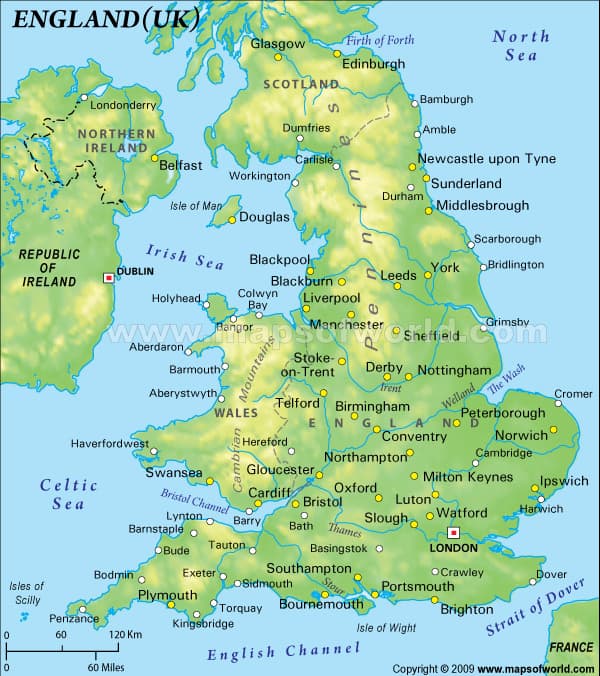 İngiltere Fiziki Haritası Nasıldır?