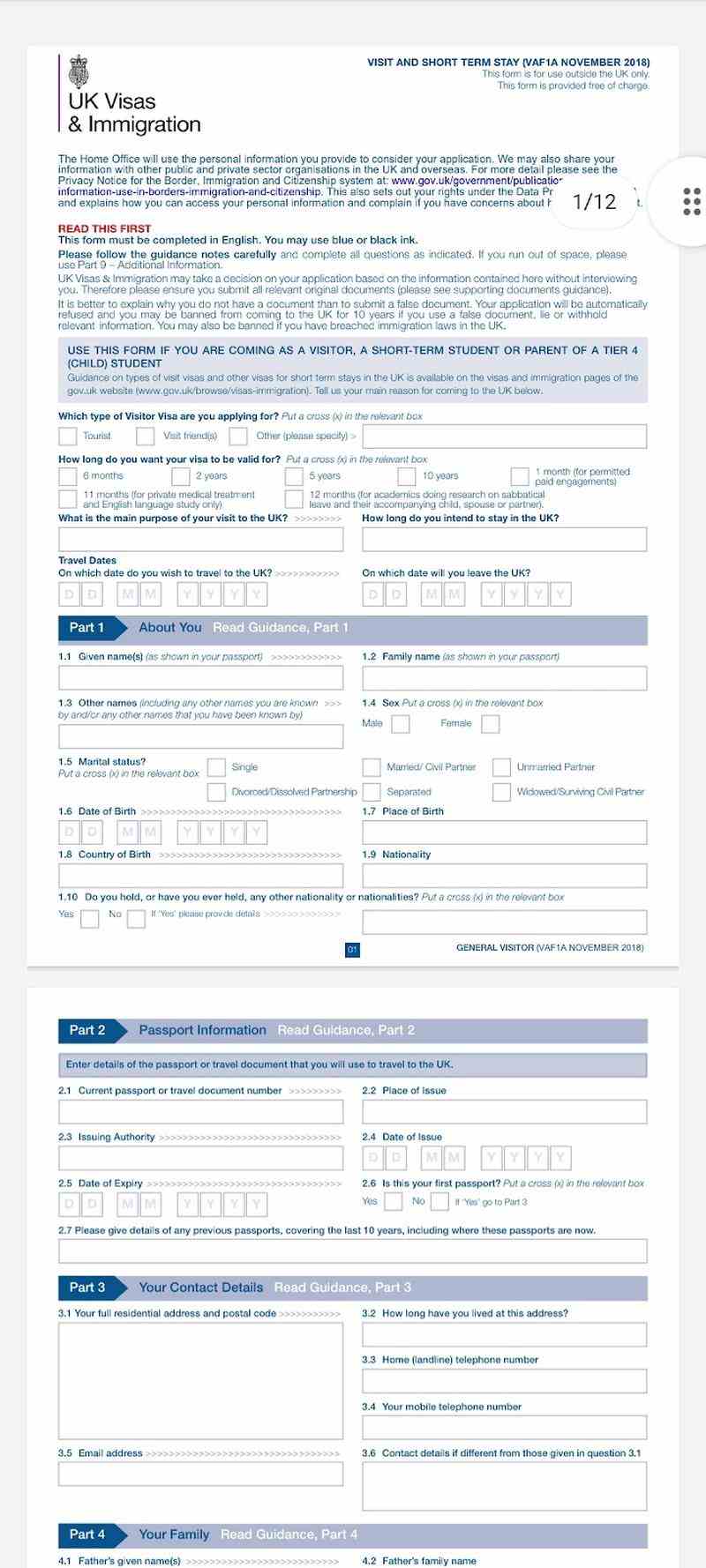 Online İngiltere Vize Başvuru Formu VAF1A Nasıl Doldurulur?