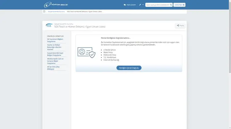 E-Devlet Üzerinden SGK Hizmet Dökümü
