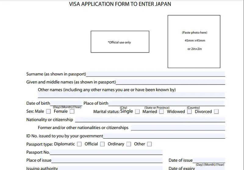 Japonya Turistik Vize Başvuru Formu Nasıl Doldurulur?