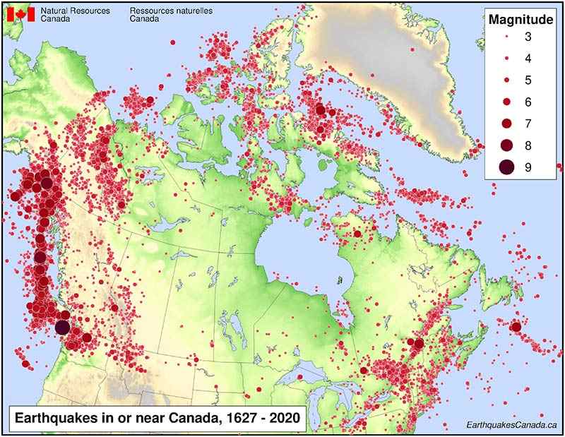 Kanada Deprem Haritası