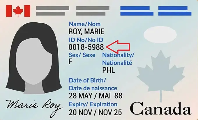 Kanada Kalıcı Oturum Kartı Ön Yüzü