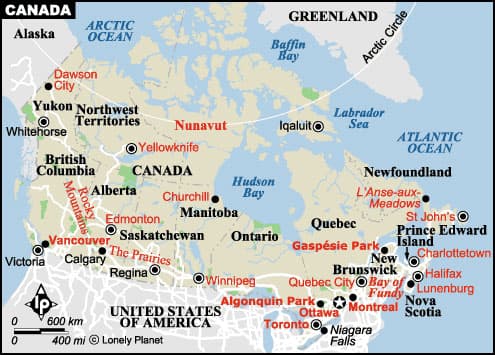Kanada Şehirleri Haritası