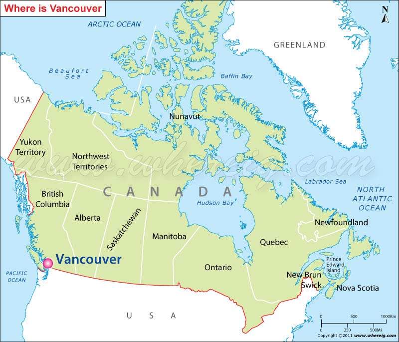 Vancouver'ın Haritadaki Konumu