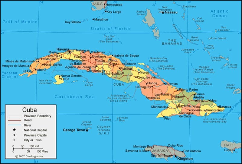 Küba Harita Görseli