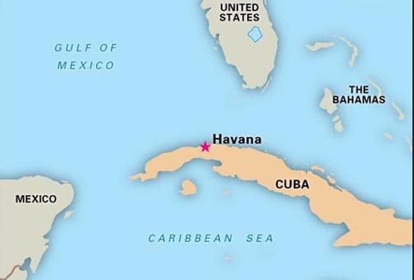 Küba Haritası Üzerinde Havana