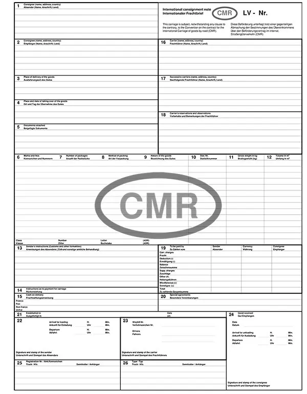 Litvanya Şoför Vizesi İçin CMR Belgesi