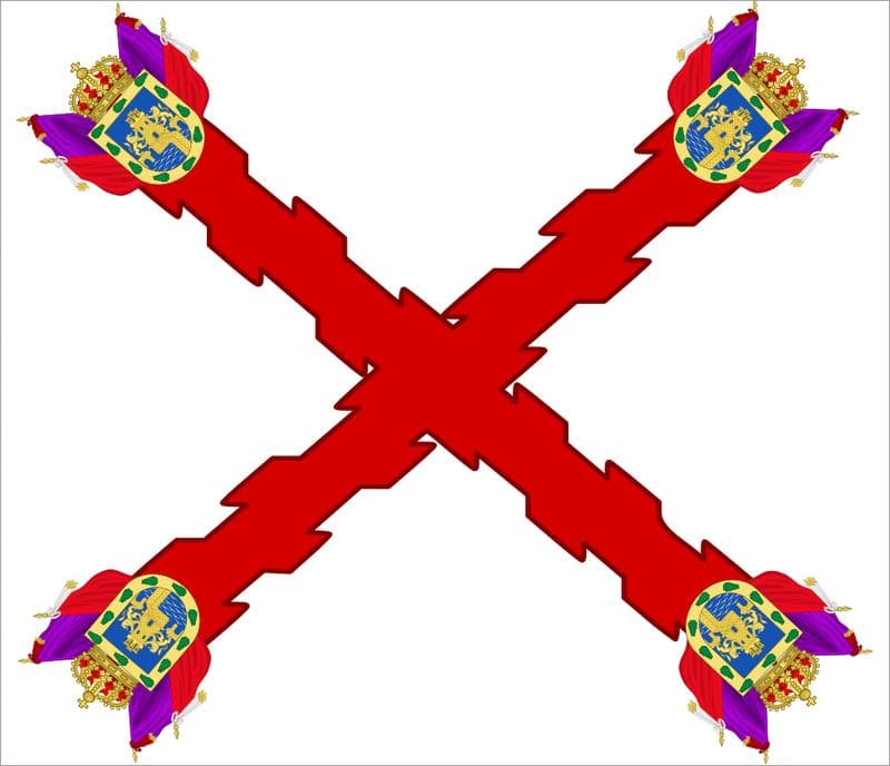 1521-1821 yılları arasında kullanılan Meksika bayrağı