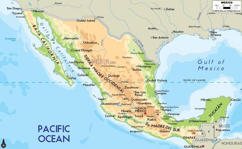 Fiziki Meksika Haritası Nasıldır?