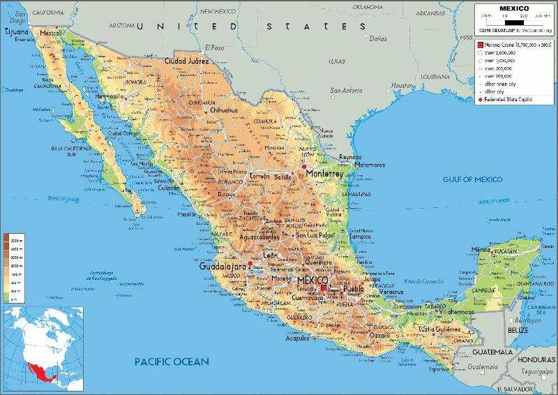Meksika'nın Fiziki Haritası Nasıldır?