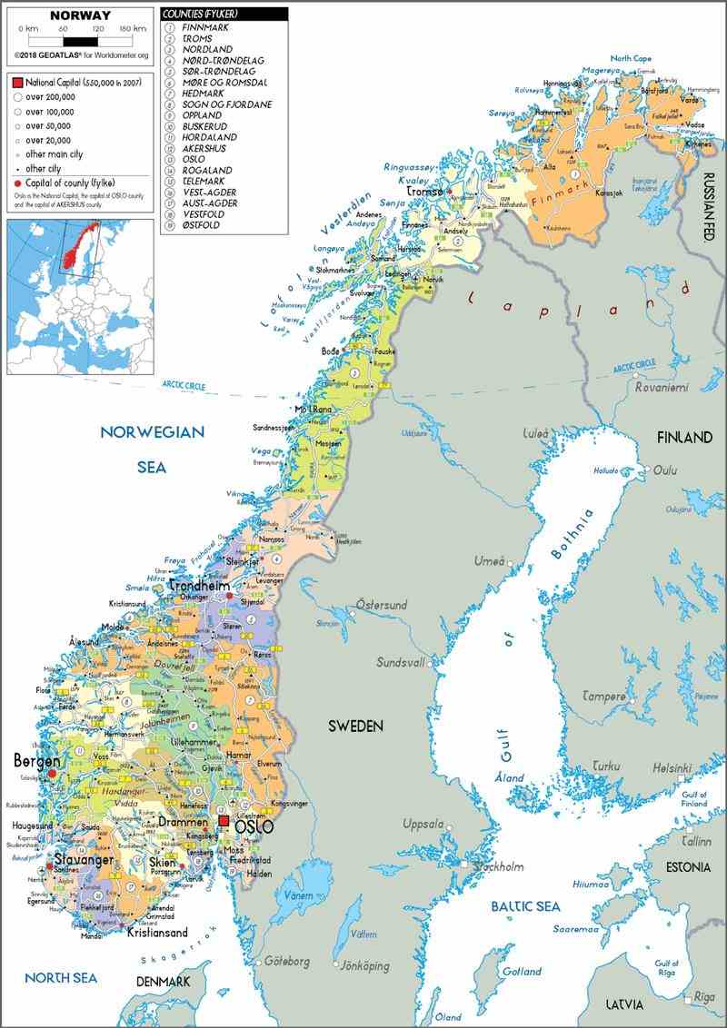 Norveç Krallığı Siyasi Haritası Nasıldır?