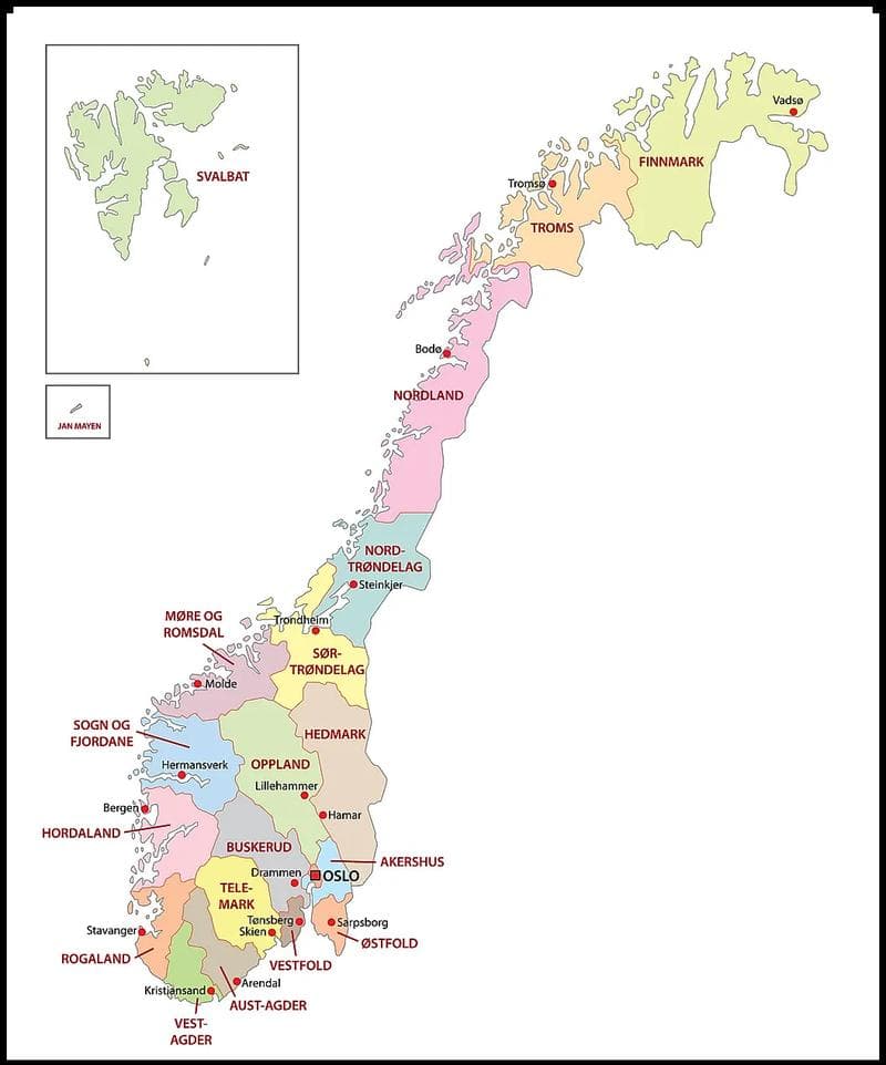 Norveç Şehirleri Haritası Nasıldır?