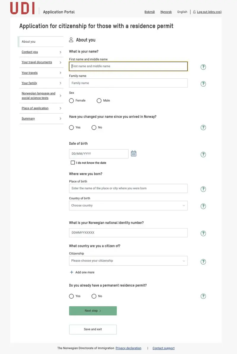 Norveç Vatandaşlık Başvuru Formu Nasıl Doldurulur 11