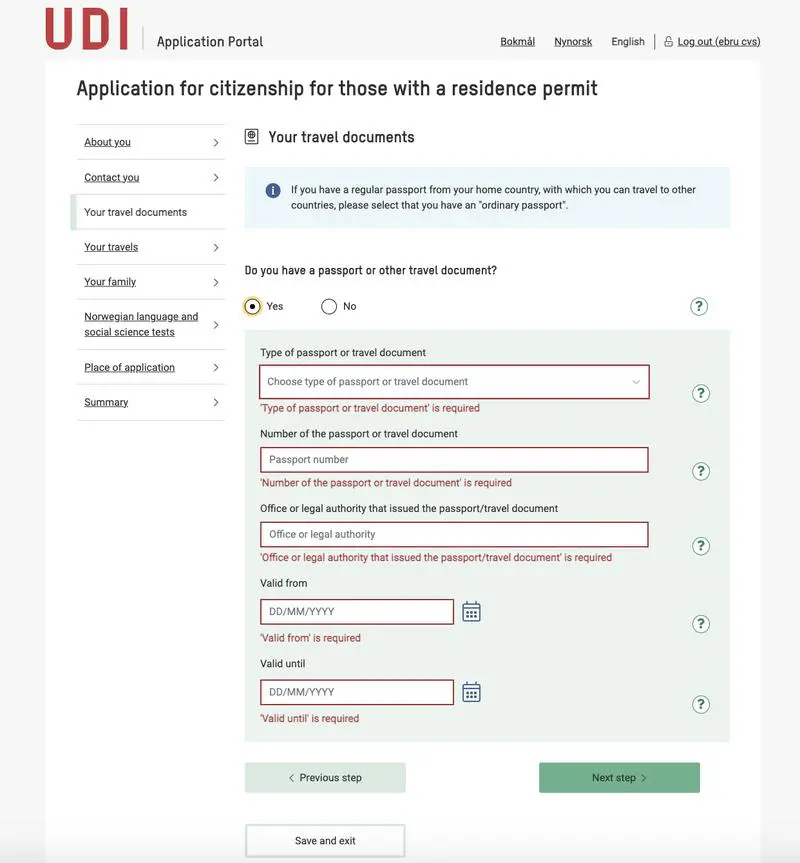 Norveç Vatandaşlık Başvuru Formu Nasıl Doldurulur 13
