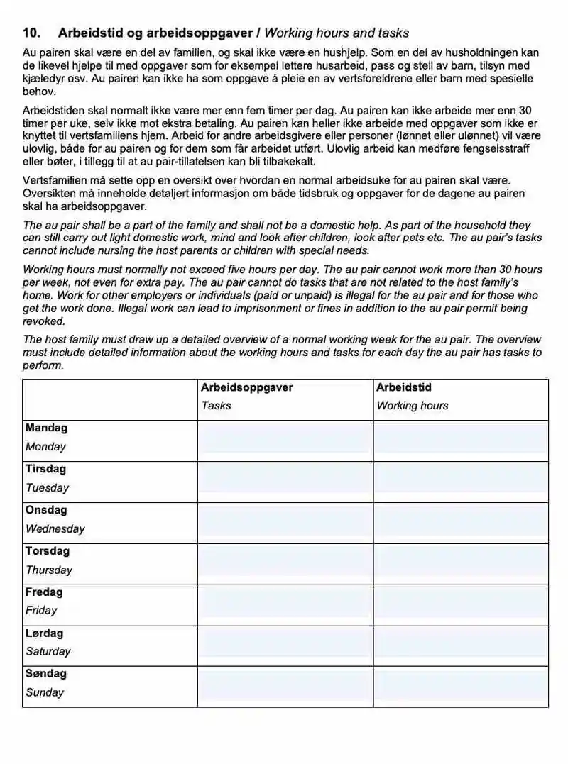 UDI Au Pair İş Sözleşmesi 5