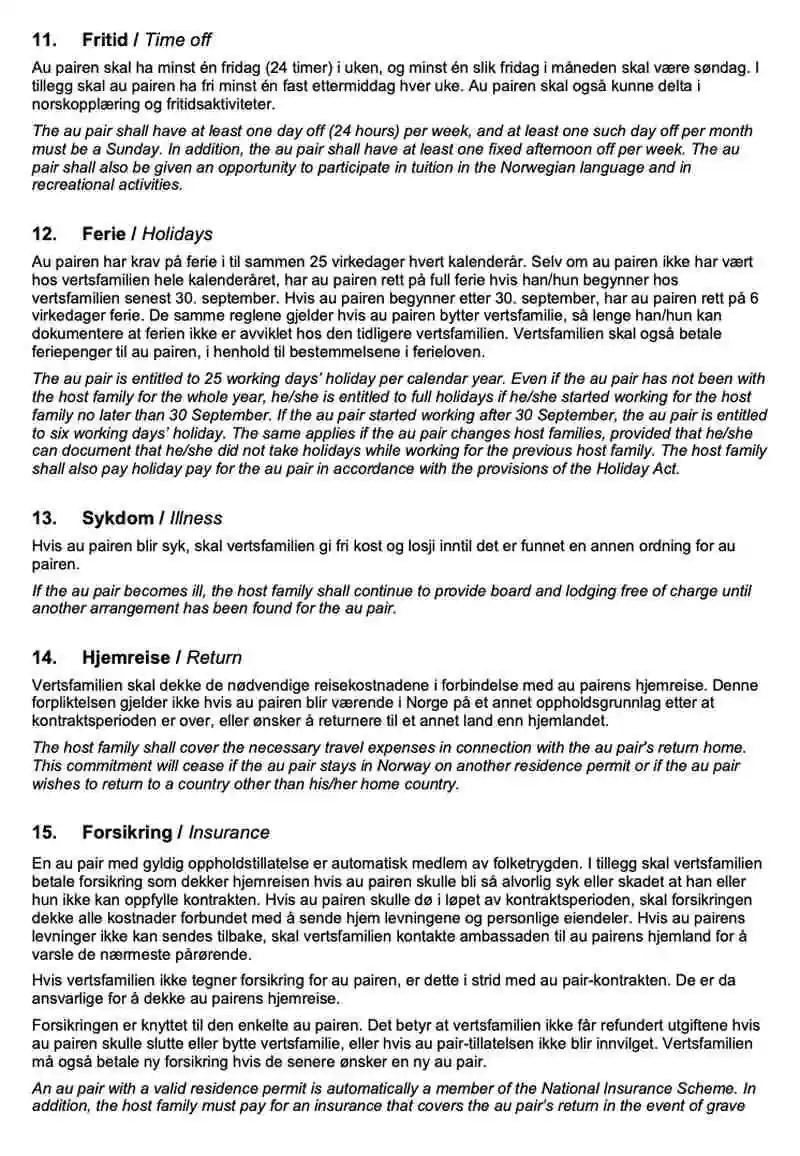 UDI Au Pair İş Sözleşmesi 6