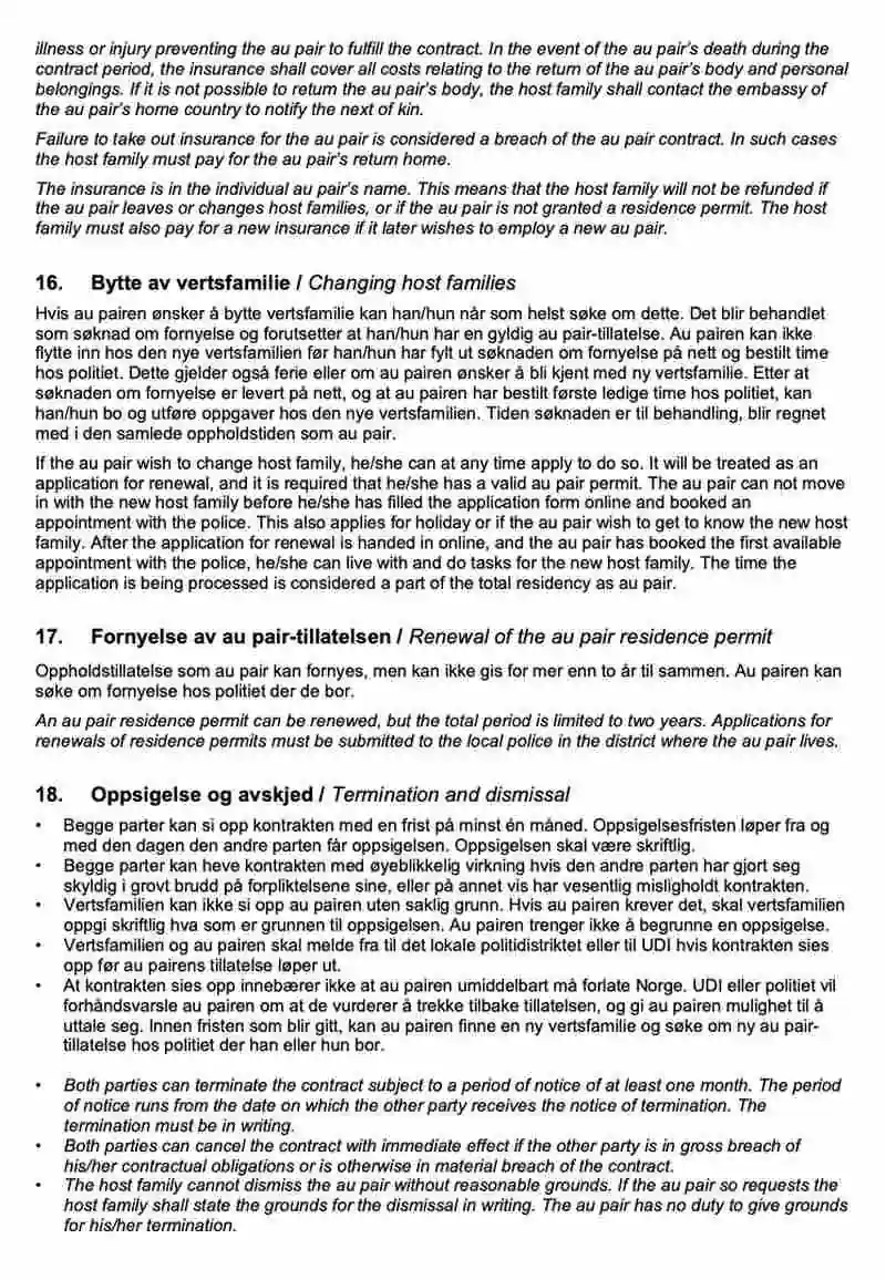 UDI Au Pair İş Sözleşmesi 7