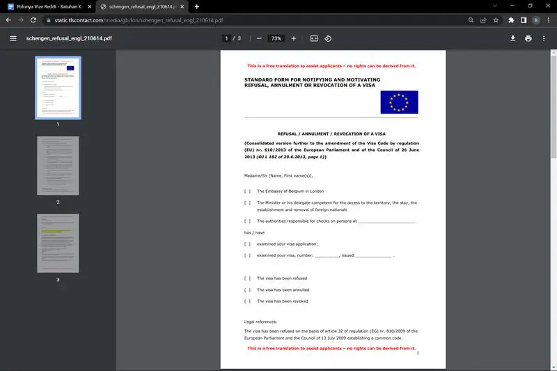 Polonya Vize Başvurusunun Reddedildiği Nasıl Bildirilir?
