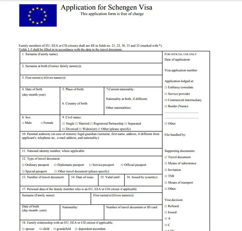 Polonya Vizesi Başvuru Formu Örneği