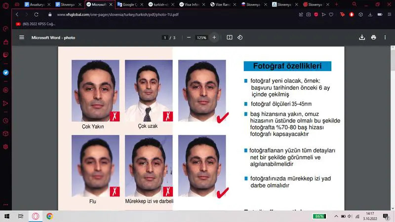 Slovenya Vize Başvuru Fotoğrafının Özellikleri